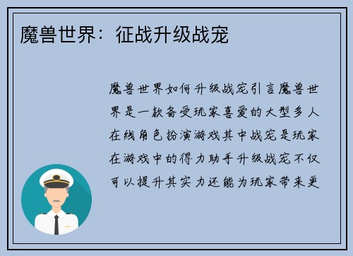 魔兽世界：征战升级战宠